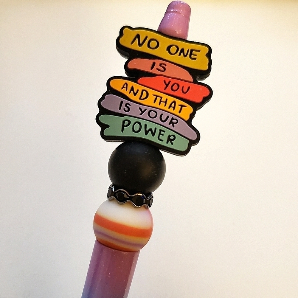 Glitter Rainbow No One Is You & That is Your Power Silicone Focal Beaded Pen